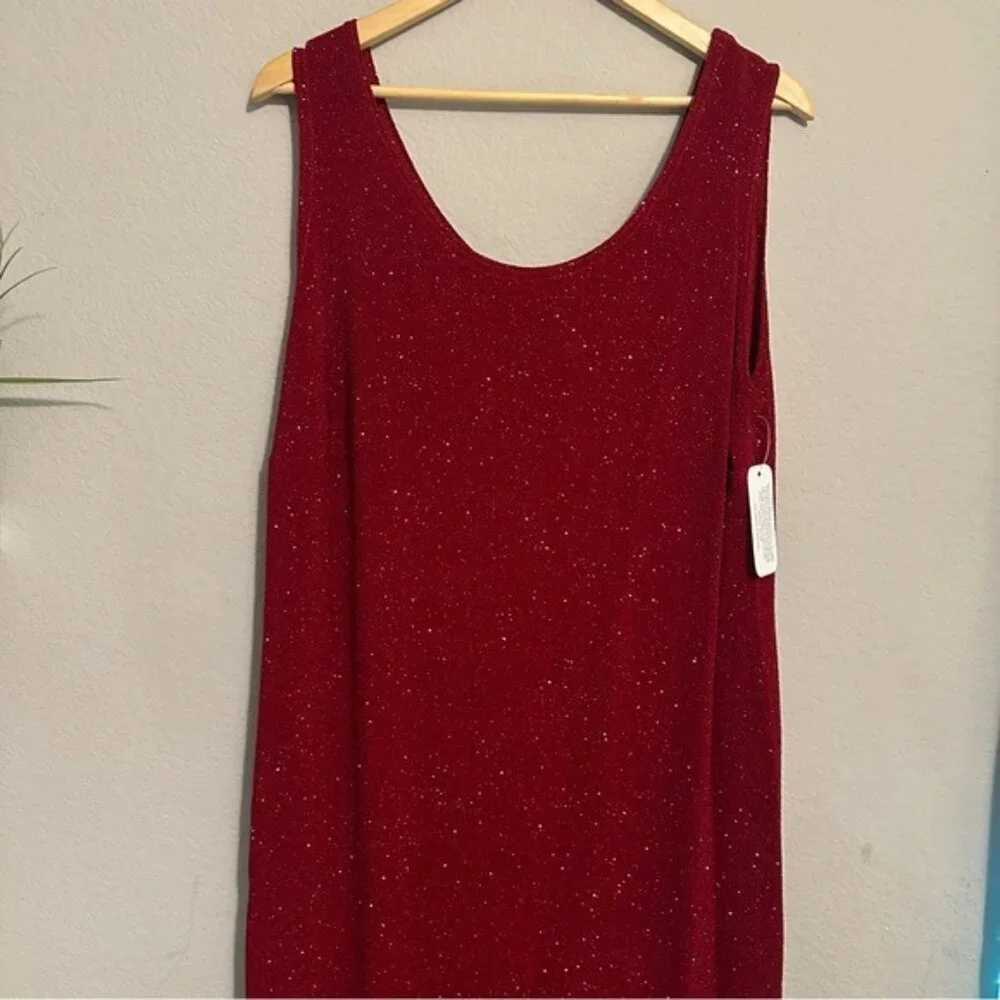 Monroe & Main 16W Glitter Dress NWT Mermaidcore Asym Hem Glam Formal Burgundy